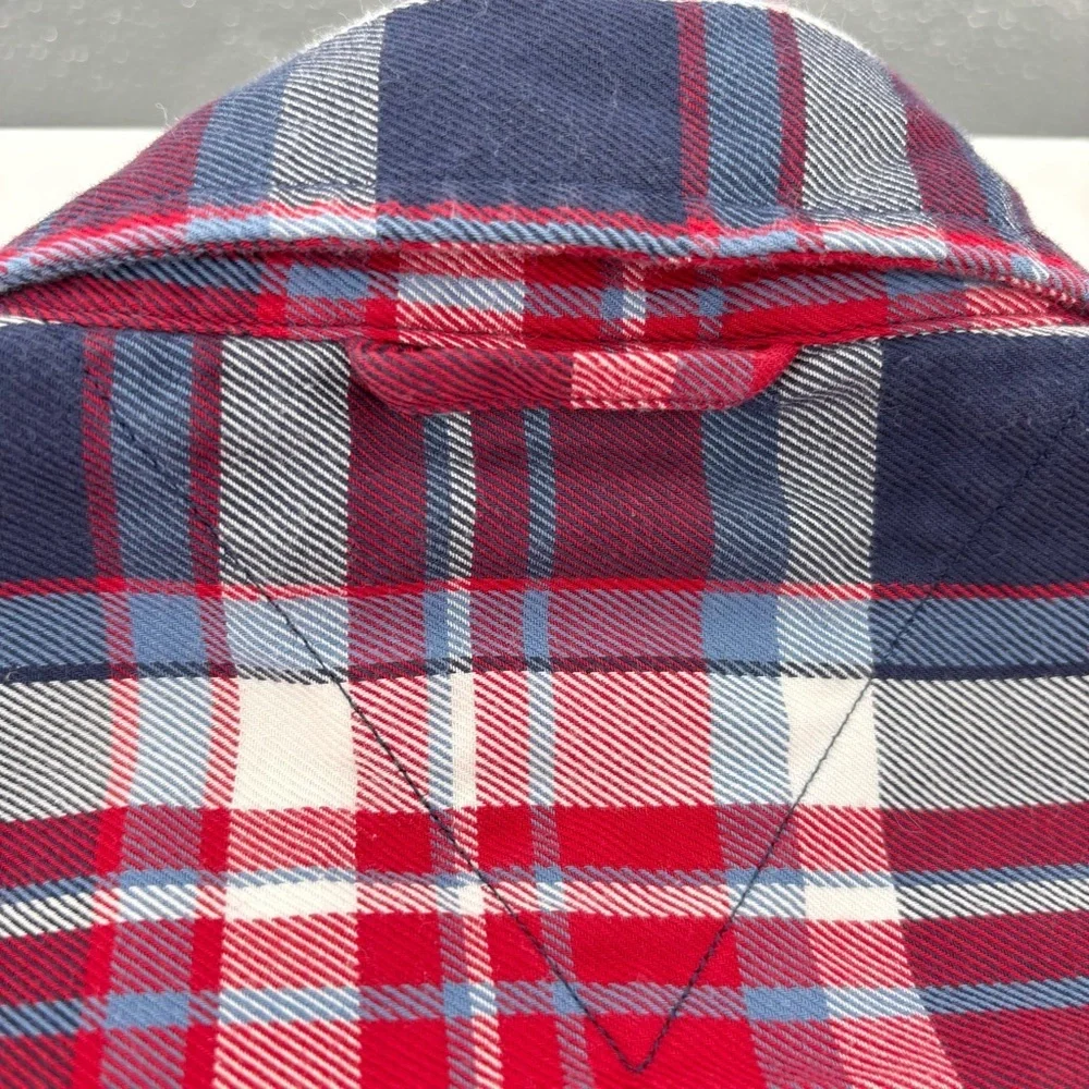 Tommy Hilfiger Navy, Red & White Flannel Checkered Button Down Shirt Size small - Picture 16 of 17